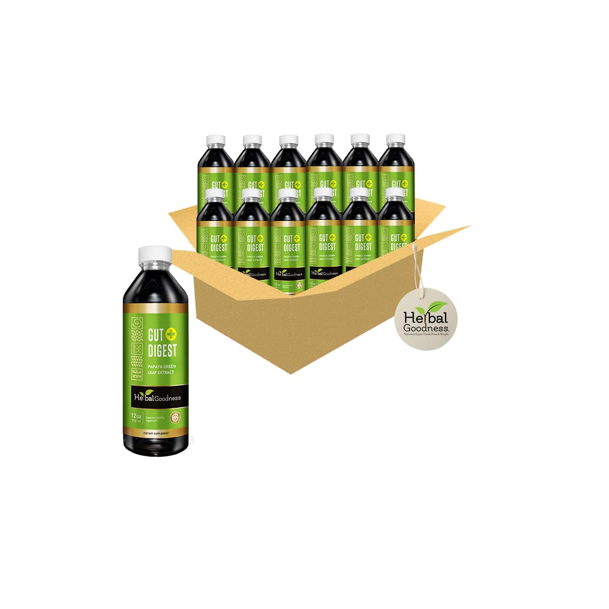 Herbal Goodness Gut Digest 12oz - Colon Broom, Gut Health Supplements for Women and Men with Probiotics and Digestive Enzymes for Digestive Health for Gut Health, Liver Detox - 1 Bottle