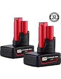 VINIDA 2 Pack 12V 6000mAh Lithium-ion Battery Replacement for Milwaukee M12 XC 48-11-2411 48-11-2420 48-11-2401 48-11-2402 2455-20 Cordless Power Drill Tools