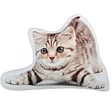 OiseauVoler Cat Shaped Toy Pillow Decorative 3D Animals Stuffed Plush Cushion Cute for Kids Home Bed Sofa Pet
