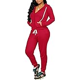 CLOCOR Track Suits for Women Set - Casual 2 Piece Outfits Sweatsuit Pocket Hoodies Long Sleeve with Patchwork Pants Set