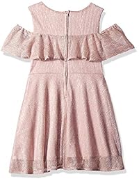 The Children's Place vestido de volantes con hombros descubiertos metálicos para niñas grandes