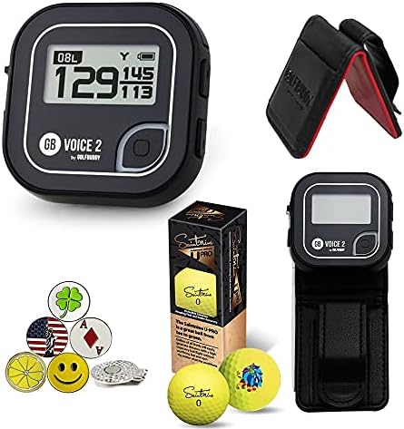 GolfBuddy Voice 2 Golf GPS/Rangefinder Bundle with 1 Magnetic Hat Clip and 5 Ball Markers and Saintnine 3 Ball Sleeve and Belt Clip (Black) GolfBuddy Voice 2 Golf GPS/Rangefinder Bundle with 1 Magnetic Hat Clip and 5 Ball Markers and Saintnine 3 Ball Sleeve and Belt Clip (Black)