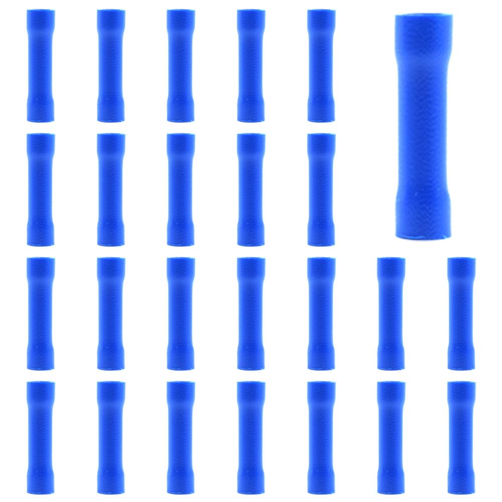 CEEYSEE 100Pcs of Blue Insulated Butt Splice Terminal Butt Splice Electrical Wire Crimp Connectors（PTL)