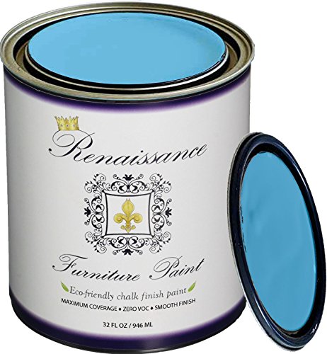 Renaissance Chalk Finish Paint - Celestial Blue - Quart (32oz) - Chalk Furniture & Cabinet Paint - Non Toxic, Eco-Friendly, Superior Coverage