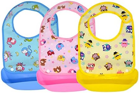LITTLE GUAI GUAI,6 Month to 6 Year,Unisex,Adjustable and Detachable Bib,Food Grade Silicone,Waterproof,Pack of 3pcs