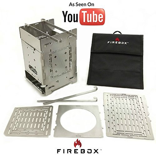 Firebox Bushcraft Camp Stove Kit - Wood Burning/Multi Fuel - Collapsible/Folding - Portable Campfire - Model Gen 2 5 inch / G2-5 Stainless Steel Camping Stove