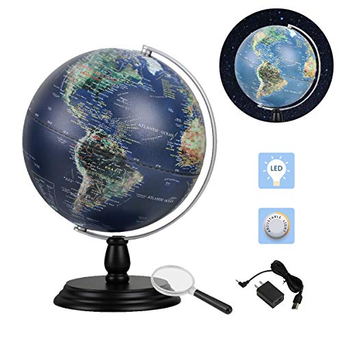 FUN GLOBE World Globe Desktop Education Geographic Interactive Earth Globes for Kids & Adults for Educational Toys/Office Supplies/Indoor Decorations/Holiday Gift (Navy 10 in)