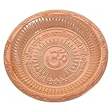 Christmas or Thanks Giving Day Gift, 9.5 Inch Handmade Copper Hindu Puja Thali, Om Symbol and Gayatri Mantra for Home and Temple Decoration Accessories, Spiritual Gifts