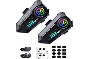 Motorcycle Helmet Bluetooth Intercom IP65 Waterproof Talk Noise Cancelling Dual Communication, 1000mAh Long-Lasting Battery, 