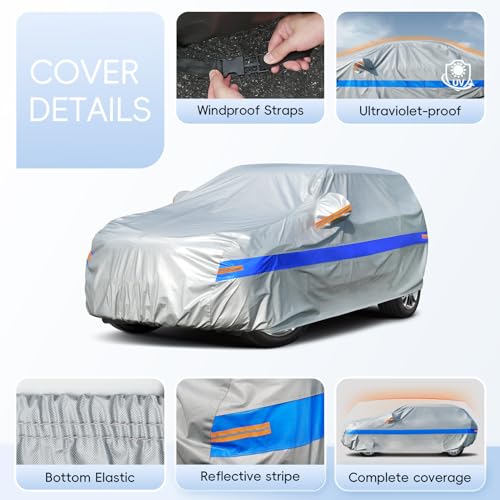 Holthly Car Cover SUV Outdoor Waterproof, Car Cover 4x4 10 Layers, Car Cover Sunscreen, Layer for Car Suitable for Audi Q7, BMW X5, Mercedes GLE, Porsche Cayenne etc. YXL