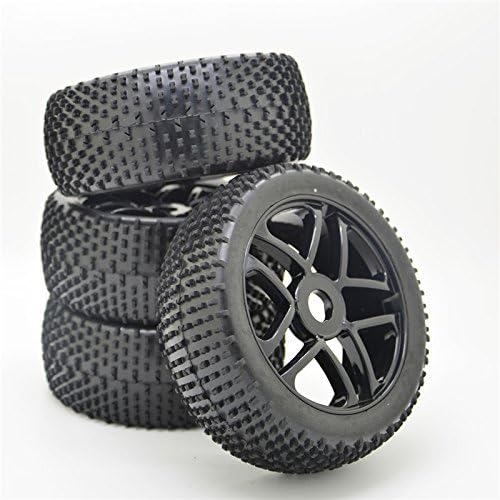 4Pcs Rc 18 Offroad Car Buggy Rubber Tyre Tires & Wheel Rim Black Have Foam Inserts