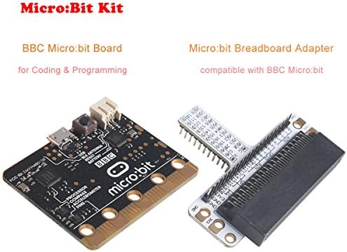 MakerFocus BBC Micro:bit Board Micro-Controller with Motion Detection, Mompass, LED Display and Bluetooth for Coding Programming and Micro:bit Breadboard Adapter