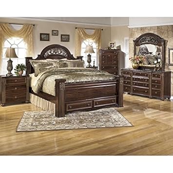 Amazon.com: Ashley Gabriela 80 Piece Wood King Drawer Bedroom Set in ...