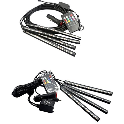 Car Atmosphere Strip Light,SJP Light 8 Colors 48 LEDS RGB Muti-Color Music Underdash Decorative Atmosphere Car Interior Lighting Kit with Sound Active and Wireless Remote Control