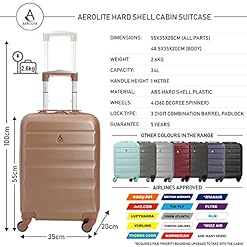 Alternative view of Aerolite Super Lightweight 2 Piece ABS Hard Shell Travel Suitcase Luggage Set with 4 Wheels (Cabin + Large, Rose Gold)