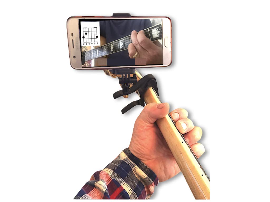 Photo 1 of Smart-Po Smartphone Guitar Capo | Android and iPhone Compatible Dock Headstock Neck Clamp | Cell Phone Holder Aid Musicians | Electric or Acoustic Guitars