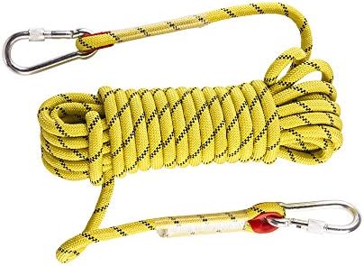 LINSGROUP Diameter 12mm 10M(32ft)/20m(64ft)/30M(98ft) Professional Climbing Rope Rock Climbing Rope Static Rope Abseiling Rope Climbing Cord Climbing Equipment (Yellow, 10M(32FT))