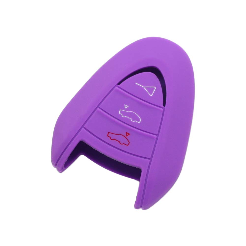 BROVACS Silicone Cover Protector Case Holder Skin Jacket Compatible with PORSCHE 3 Button Remote Key Fob CV9920 Purple