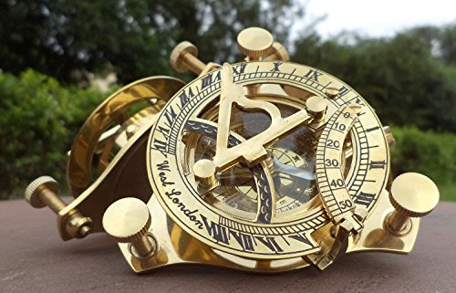 Maritime Collectible Sundial Compass Vintage Navigational Compass Shiny Brass