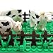 Country Farm Cow Pasture with Animals, Fence, Base Plate and Grass Stems