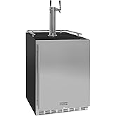 Kegco Kegerator 24" Wide Dual Tap Black/Stainless Steel Undercounter Beer Dispenser HK38BSU-2