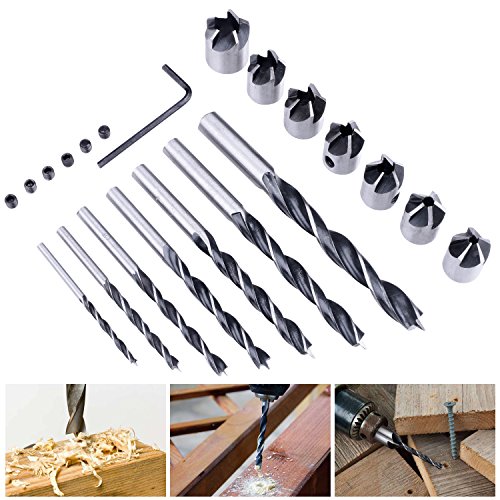 NOUVCOO 7PCS Carbon Steel Countersink Drill Bit Set,Carpentry Reamer Woodworking Chamfer End Milling Diameter 3mm-10mm NC07 - Thumbnail 2