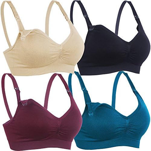 BAOMOSI 4PACK Womens Maternity Nursing Bra for Breastfeeding Comfort Seamless Padded Bras