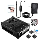 Smraza Raspberry Pi 3 B+ Case with Fan, Heatsinks, 5V 2.5A Power Supply w/On Off Switch, Case for RPi 3 B+ Model B+(Plus)