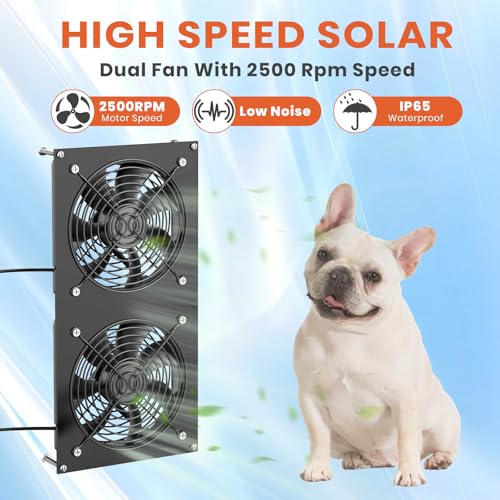 Ventilador de panel solar de 12 W, ventilador solar para gallineros pequeños, invernaderos, cobertizos, casas de mascotas, escape