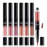 7 Colors Matte Liquid Lipstick Lip Liner Pencil Set Double End Matte Liquid Lipgloss and Lipliner Set Waterproof Lip Gloss Non-Stick Cup Long Lasting Cosmetics Lip Stick Professional Lip Makeup Kit