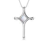 TOUPOP Opal Cross Necklace for Women Sterling