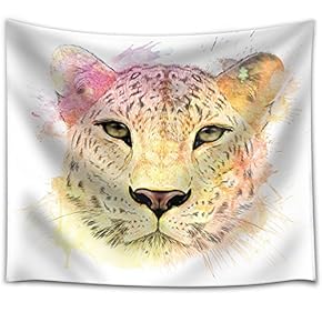 Fun and Colorful Splattered Watercolor Cheetah - Fabric Tapestry, Home Decor - 51x60 inches