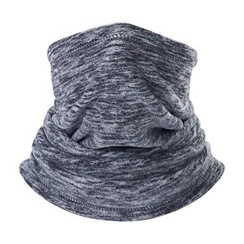 SYOURSELF Neck Warmer Gaiter, 2 Pack Fleece Ski Winter Balaclava Face Mask Scarf Cover for Cold Weather Windproof Winter Motorcycle(Grey+Purple)