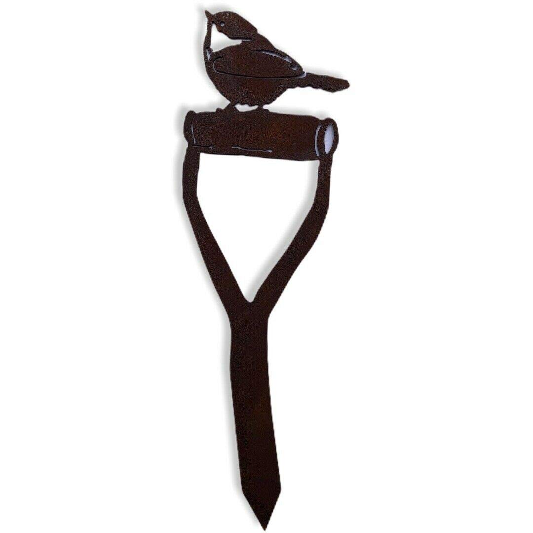 Rusty Metal Robin On A Spade Garden Decoration, Gardening Gift, Bird Lover, Feature, Pot Ornament, Unique Present, Display, Art