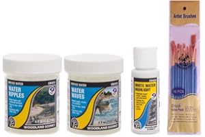 Woodland Scenics Water Ripples, Water Waves, and White Water Highlight (Pack of 3) - with Make Your Day Paintbrushes