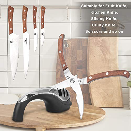 Knife Sharpener Vestaware 3-Stage Kitchen Knife Sharpener Helps Repair, Restore and Polish Blades and Scissors,Work Sharp Knife Sharpener to Restore Non-Serrated Knife Blades and Scissors Quickly