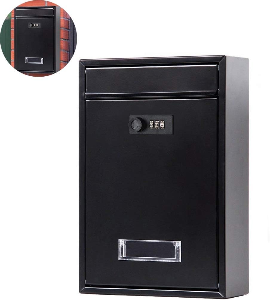 ALXLX Mailbox With Combination Lock Modern Metal Lockable Wall Mounted