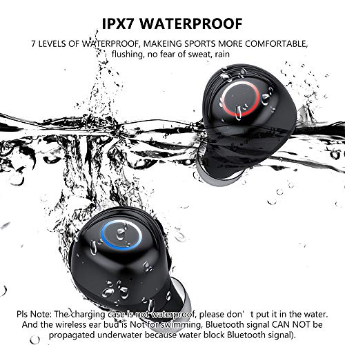 Bluetooth Earbuds, Wireless Earbuds IPX7 Waterproof Bluetooth Headset for Cell Phones 90H Playtime with 2200mAh Charging Case Built-in Mic HD Stereo Sound,Noise Canceling for Workout,Sport (Black)
