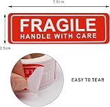 AUNNO Fragile Stickers 1 Roll 150Pcs Self Adhesive Red Warning Labels 25mm x view 2