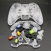 Sonuen Housing Case Shell &amp; Full Buttons Conductive Pad for Microsoft Xbox 360 Wireless Controller Gamepad Protective (Clear)