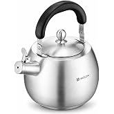 Tea Kettle - 4.2QT Stainless Steel Whistling Tea Pot | Tea Kettle Stovetop with Bakelite Cool Touch Handle, Food Grade 304 Stainless Steel, Works for All Stovetops