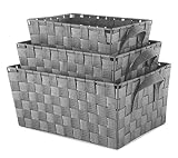Whitmor Woven Strap Storage Baskets S/3-Gray
