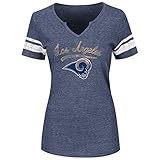 Los Angeles Rams Womens Game Tradition Navy Split Neck T-shirt