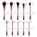 Red Goblet Makeup Brushes Set, 10pcs Professional Face Brush with Holder for Foundation Eye Makeup Concealer Mascara Contour Lip Cosmetic Powder Vanity Synthetic Brush Tools Kit for Women