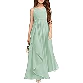 Imily Bela Girls A-Line Halter Dress Junior Bridesmaid Flower Girl Flowy Chiffon Maxi Dresses Wedding Party Pageant Gown