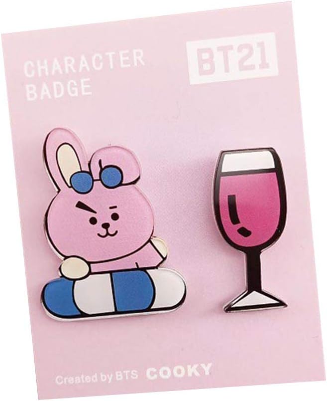 KPOP BTS Brooch Set Cute Enamel Badge Brooch Pins for Backpack Hat Clothing, 2pcs or 8pcs(COOKY)