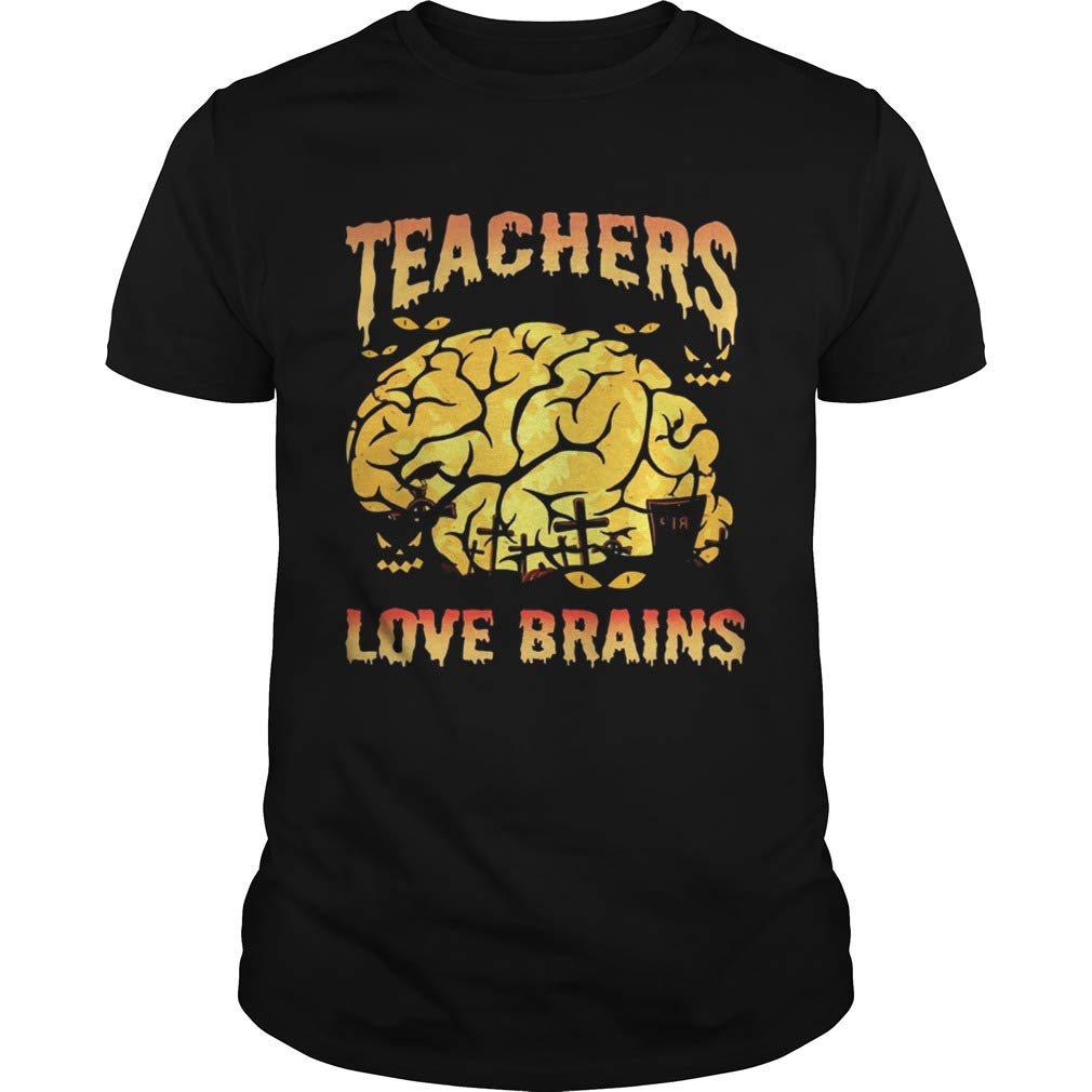 New Collection T Shirt For Woman, Man Anniversary Halloween Teas Love Brains Tea Gift Tshi