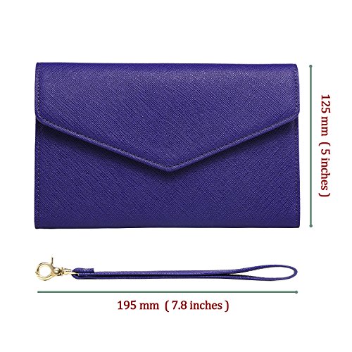 Krosslon Rfid Passport Holder Wristlet Travel Wallet Trifold Documents Organizer Slim Purse, Fit US UK CA Passport Cover Best Traveling Accessories for Women, Indigo Blue(202#) - Thumbnail 4
