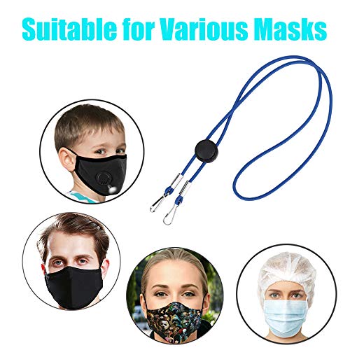 MOTOBA Adjustable Face Mask Lanyard, Safety Mask Holder & Hanger Chain Necklace Strap, Comfortable Around The Neck Relieve Ear Pressure(5 Pcs Black)