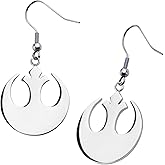 Amazon Collection Star Wars Jewelry Rebel Alliance Stainless Steel Dangle Hook Drop Earrings (SALES1SWMD), silver
